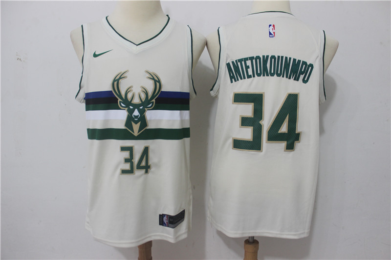 Men Milwaukee Bucks #34 Antetokounmp Gream Game Nike NBA Jerseys->->NBA Jersey